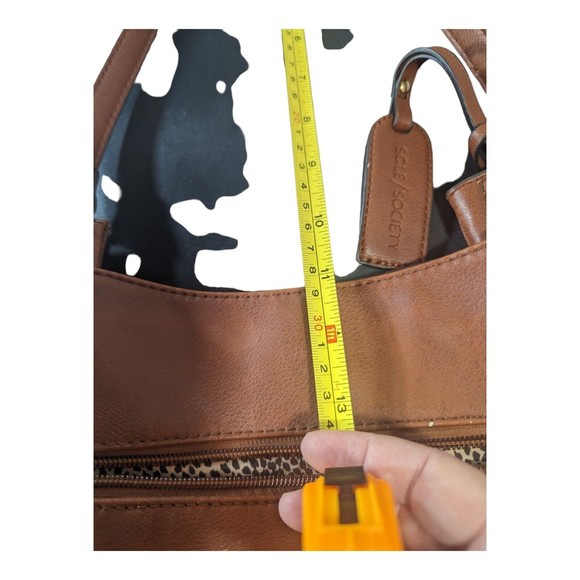 SOLE SOCIETY Women's Handbag Brown Purse Shoulder Bag Faux Leather Zipper - Picture 13 of 14